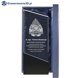 Kryształowa statuetka z grawerem dla strażaka PSP