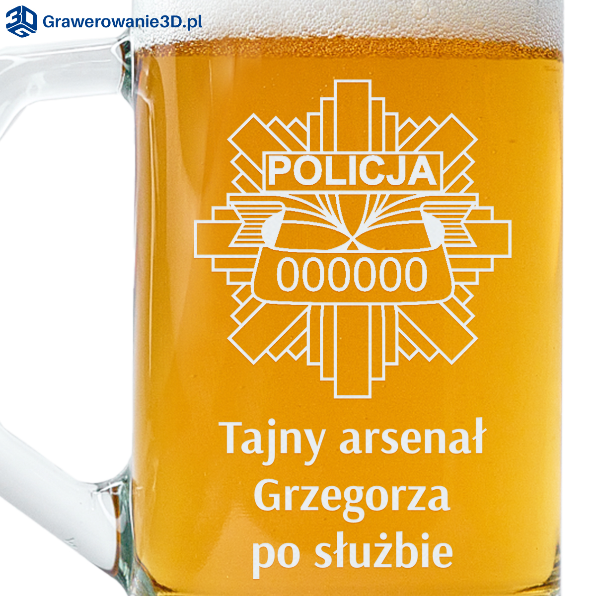 projekt graweru odznaki na kuflu