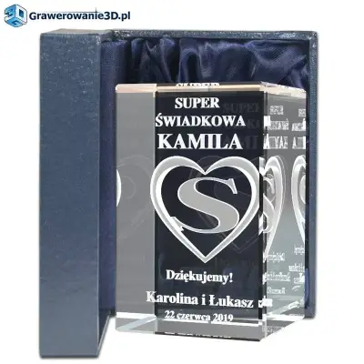 prezent dla świadkowej - super świadkowa, grawer w szkle, grawer 3D