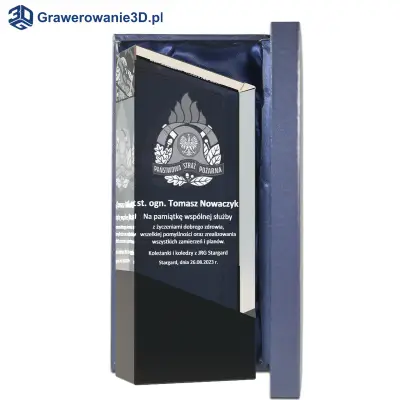 Kryształowa statuetka z grawerem dla strażaka PSP