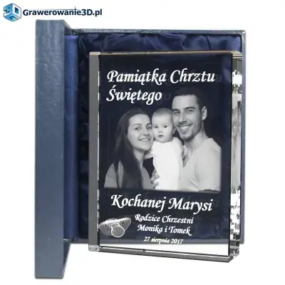 Chrztu św. pamiątka grawer w szkle, zdjęcie w szkle, grawerowanie w krysztale
