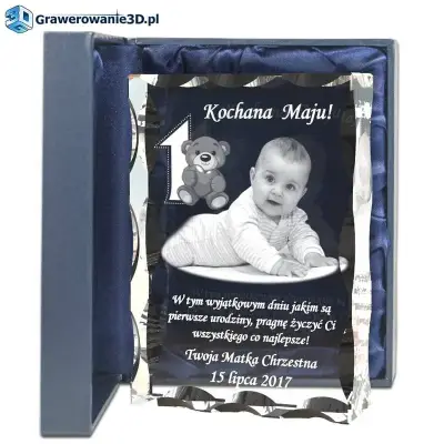 Dla dziecka prezent na roczek grawer w szkle, grawer w krysztale, wyjątkowy prezent na roczek, grawerowany prezent w szkle