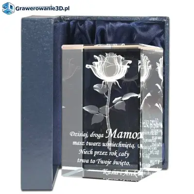 dla mamy prezent grawerowana róża 3D