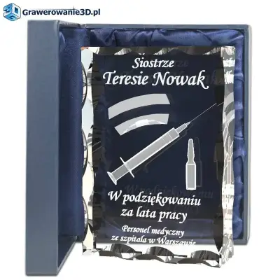 dla pielęgniarki podziękowanie za wieloletnią pracę w szpitalu, grawer