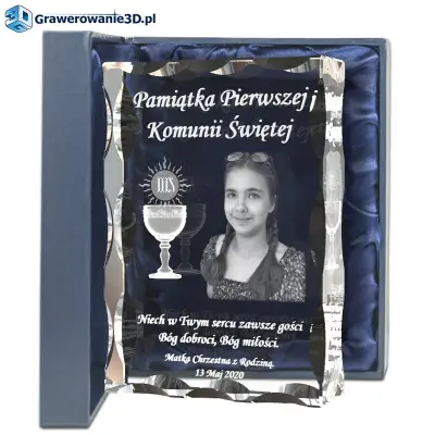 grawerowany kryształ na I Komunię Świętą