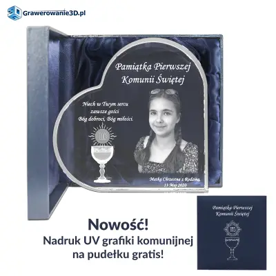 kryształowe serce ze zdjęciem na komunię świętą