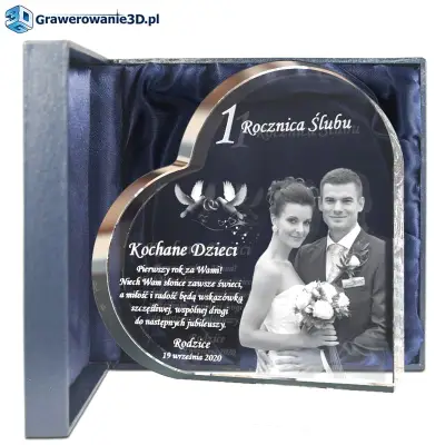 kryształowe serce ze zdjęciem na rocznicę ślubu