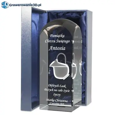 Na chrzest prezent dla dziecka grawer w krysztale 3d obiekt, piękna dedykacja, pamiątka wygrawerowana wewnątrz szkła