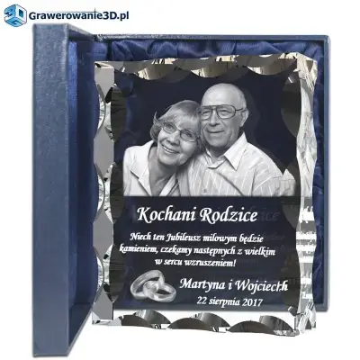 na rocznicę ślubu, grawer w szkle, grawerowane zdjęcie dla rodziców