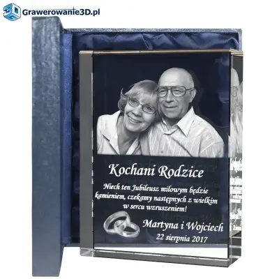 Na rocznicę ślubu życzenia, zdjęcie 3D w krysztale