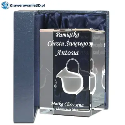 Od chrzestnej prezent na chrzciny grawerowany 3d, w szkle