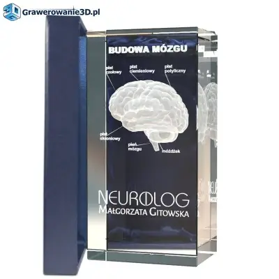 Podziękowanie dla ordynatora grawerowane w krysztale 3d mózg ludzki dla chirurga.
