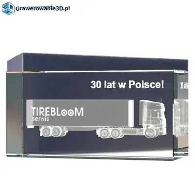 Podziękowanie za współpracę grawer w krysztale, grawer w szkle, tir w trójwymiarze, tir 3D w szkle, model 3D w szkle