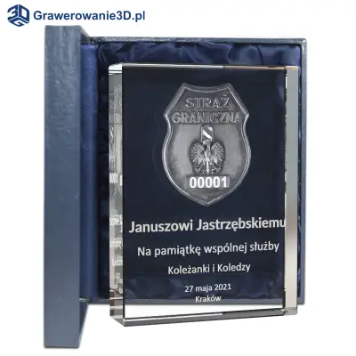 Podziękowanie grawerowana odznaka za służbę w Straży Granicznej