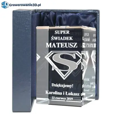 prezent dla świadka grawerowany 3d w krysztale