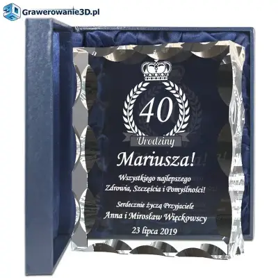 Prezent na 40-te urodziny w szkle grawer