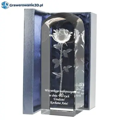 grawerowana statuetka róża 3D z zyczeniami