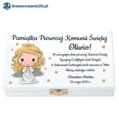 pudełko dla dziewczynki z nadrukiem na komunię