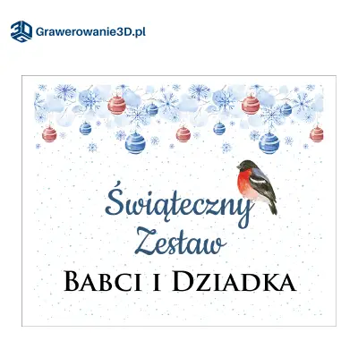 drewniane pudełko z kolorowym nadrukiem na święta