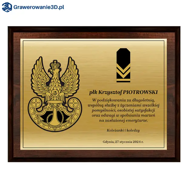 Grawerowany dyplom drewniany z personalizacją dla marynarza