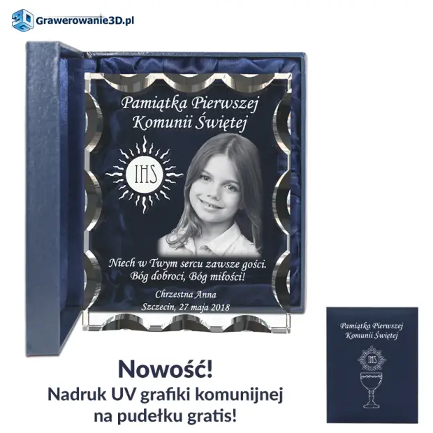 IHS pamiatka grawerowana na komunię