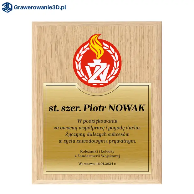 personalizowany dyplom w podziękowaniu za służbę dla żołnierza ŻW