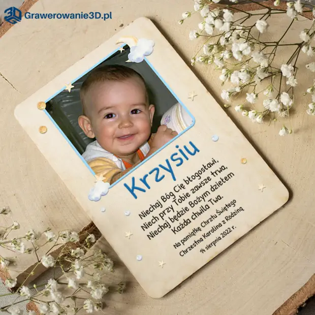 Kartka na chrzest ze zdjęciem dla chłopca