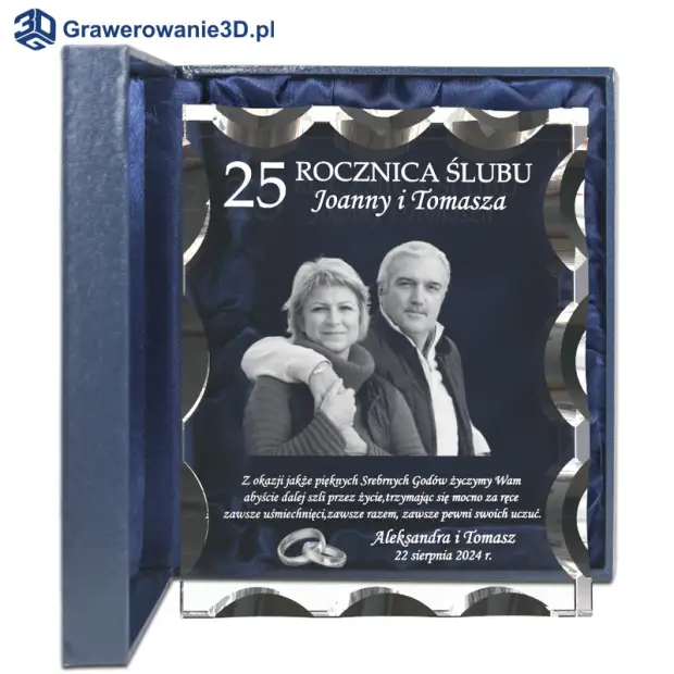 Kryształ ze zdjęciem na Srebrne Gody