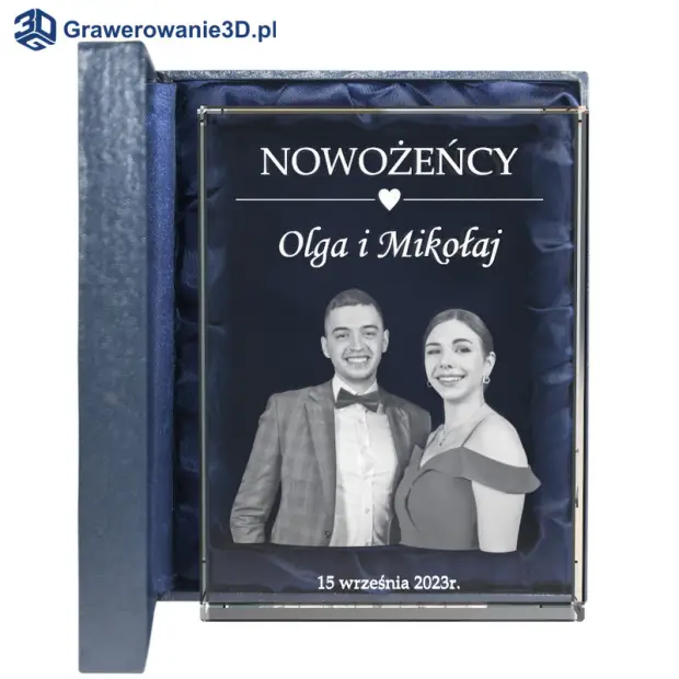 Pamiątka Ślubna ze zdjęciem Młodej Pary w 3D