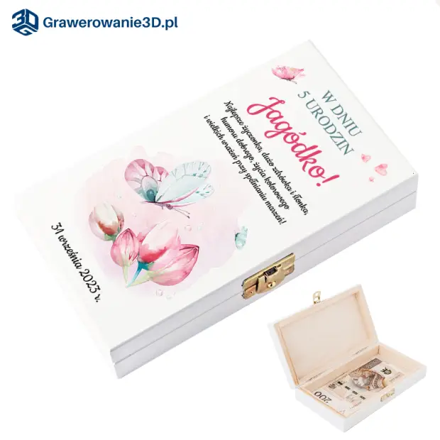 Personalizowane pudełko dla dziewczynki na banknoty