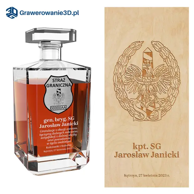 Prezent dla funkcjonariusza Straży Granicznej grawerowana karafka