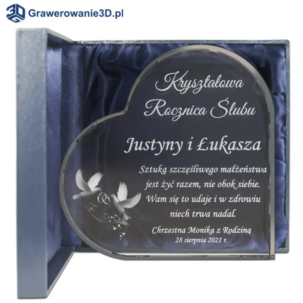 Kryształowy prezent na 15 Rocznicę Ślubu dla znajomych