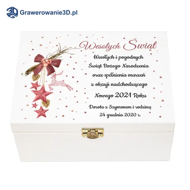 drewniane pudełko kreatywny personalizowany prezent na Święta
