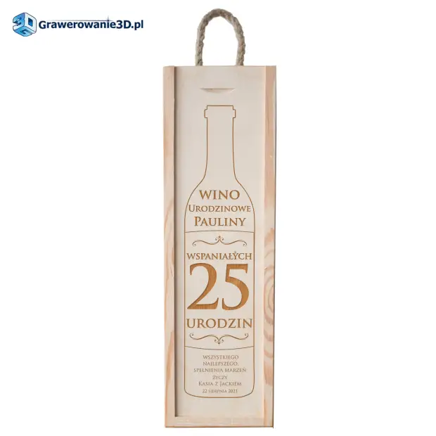 grawerowana skrzynka na urodzinowe wino