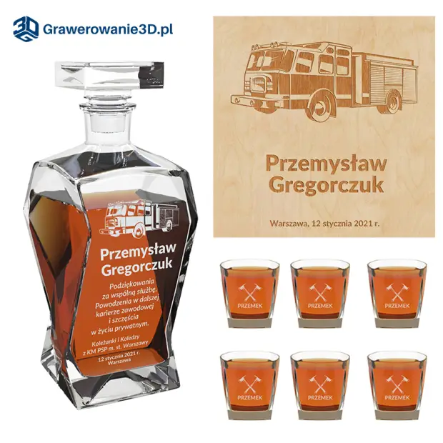 grawerowany zestaw dla strażaka