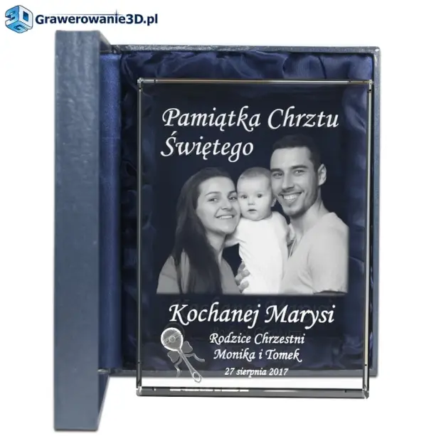 pamiątka chrztu grawer w szkle, grawer ze zdjęciem dziecka