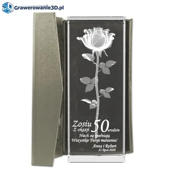 róża w krysztale na 50 urodziny