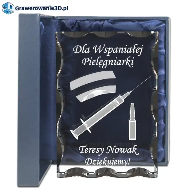 prezent dla pielęgniarki grawer w szkle, grawer 3d w krysztale, spersonalizowane życzenia