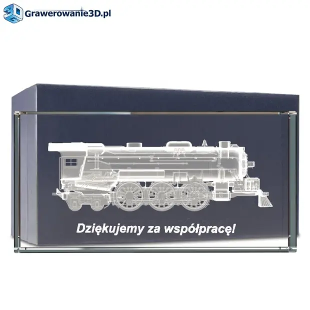 Prezent dla prezesa firmy grawer 3D lokomotywa w krysztale