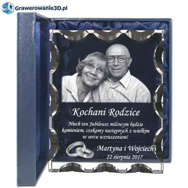 rocznice ślubu prezent na rocznice dla rodziców, grawer 3d w szkle, grawerowany prezent