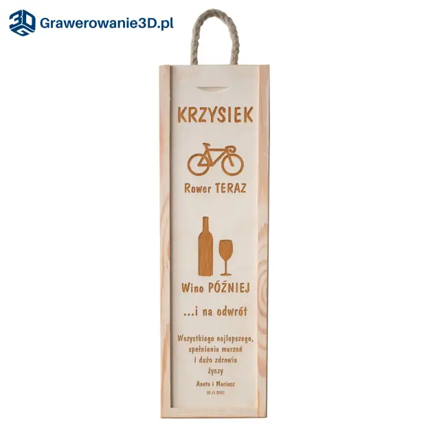 urodzinowa skrzynka na wino dla rowerzysty