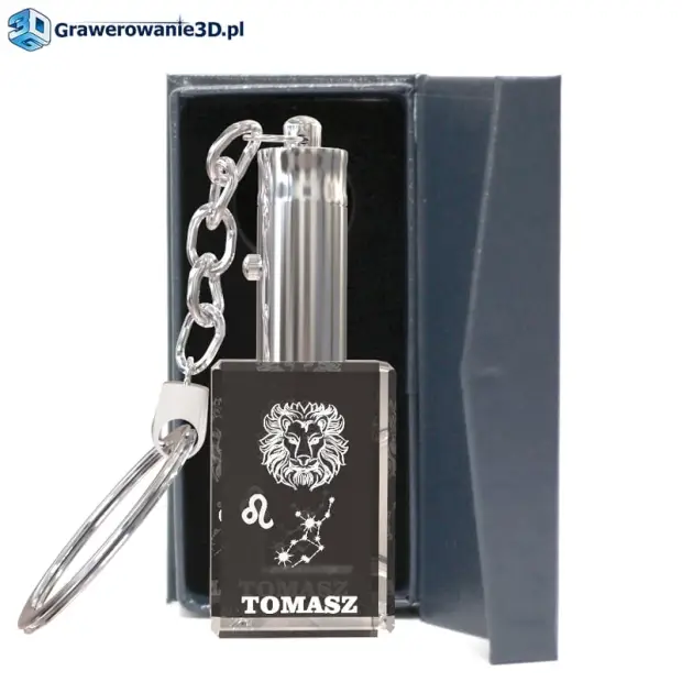znak zodiaku lew wewnątrz breloka LED
