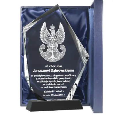 perosnalizowana pamiatka grawerowana w szkle dla wojskowego marynarki wojennej