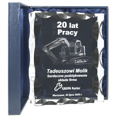 statuetka ze zdjęciem dla pracownika za lata pracy