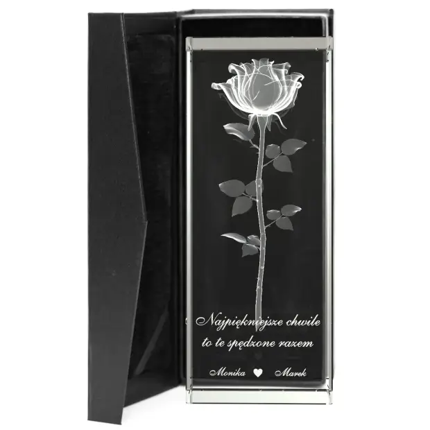 Grawerowana róża 3D prezent na walentynki dla ukochanej