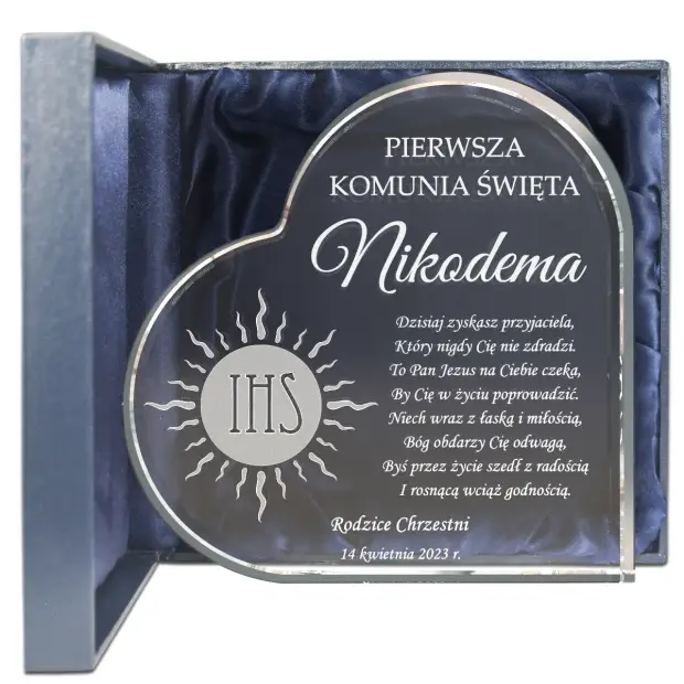Kryształowe serce na Komunię Świętą
