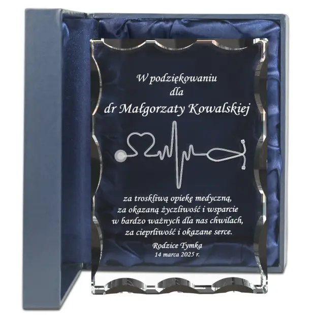 Personalizowany prezent dla doktora grawerowana statuetka z podziękowaniami