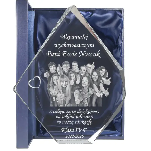 Prezent na koniec szkoły średniej ze zdjęciem dla nauczyciela