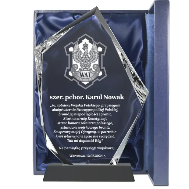 Prezent na przysięgę wojskową w akademii WAT z grawerem
