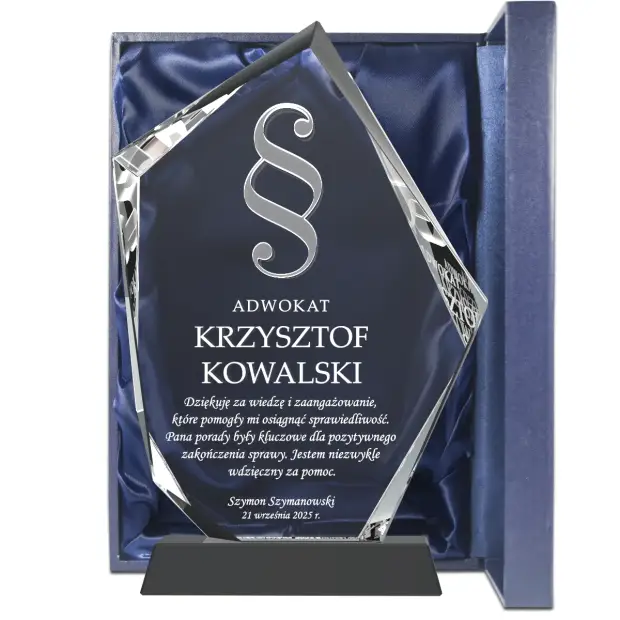 statuetka w podziękowaniu dla prawnika